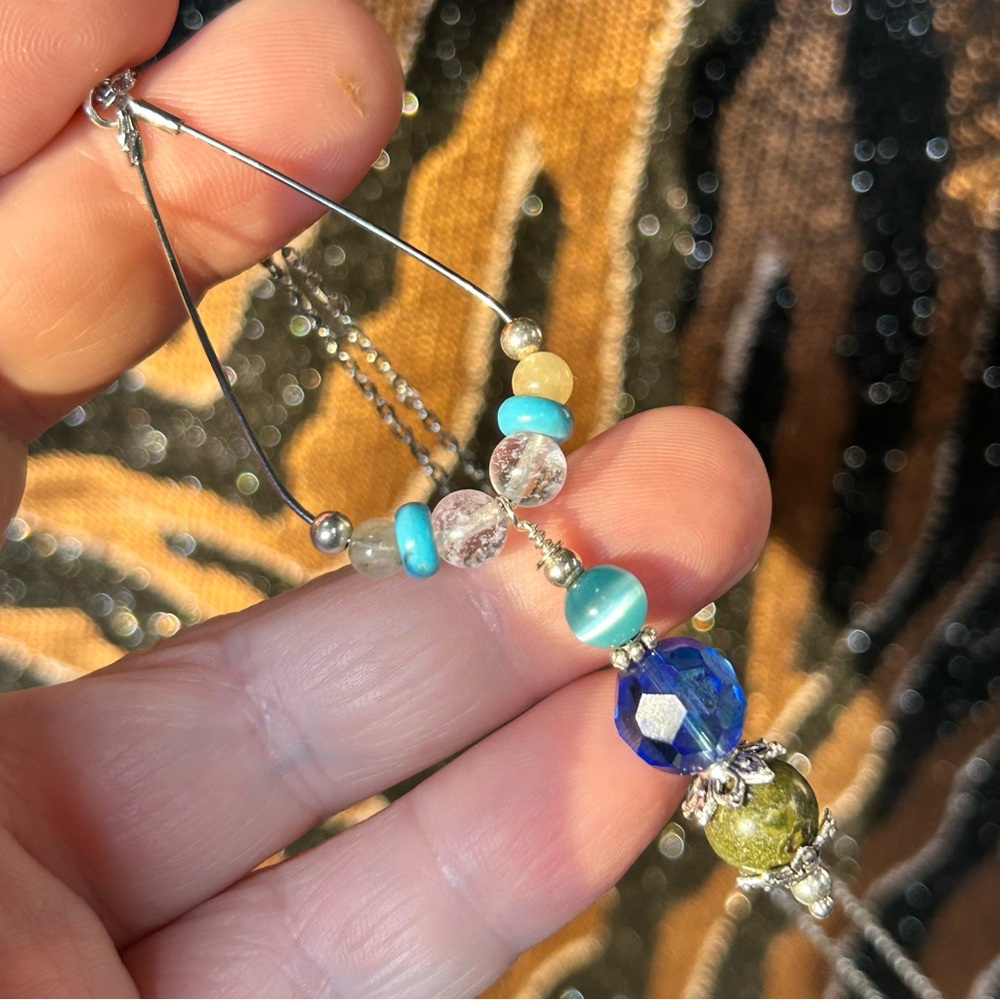 Handcrafted vintage bead changeable charm pendant on chain necklace